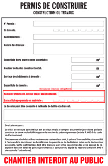 Affichage du permis de construire : des mentions à ajouter Affichage du permis de construire : des mentions à ajouter